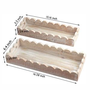 Bandeja Decorativa Rectangular de Madera de Mango con Asas, Juego de 2 Bandejas Largas y Estrechas para Perfumes, Cosméticos, Joyería o Decoración del Hogar - Product Image 3