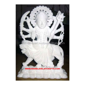 Très beau chef-d'œuvre d'art glorieux, statue de Durga Mata en marbre pur, spéciale Navratri, représentant la déesse hindoue indienne, avec une finition de qualité. - Product Image 1