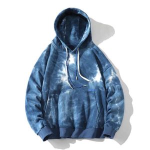 Men <b>Tie</b> <b>Dye</b> Hooded <b>Sweatshirt</b> Oversized Regular Fit Cotton French Terry Casual Autumn Wear With Pocket - Product Image 4