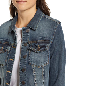 Veste en jean pour femme à manches longues, couleur unie, prix d'usine, avec service OEM en stock - Product Image 5