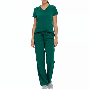 Women's Green <b>Scrub</b> Set V-Neck Top With Pockets And Drawstring Pants Hospital <b>Uniform</b> Medical Workwear - Product Image 6