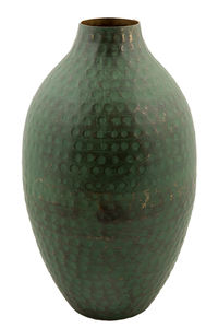 Vase en métal côtelé bleu de style nordique, en acier galvanisé, avec poignées en anneau, idéal comme pièce maîtresse rustique pour l'intérieur et l'extérieur - Product Image 3