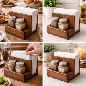 Handmade Mango Wood <b>Kitchen</b> Utensil <b>Caddy</b>: Farmhouse Organizer - Product Image 2