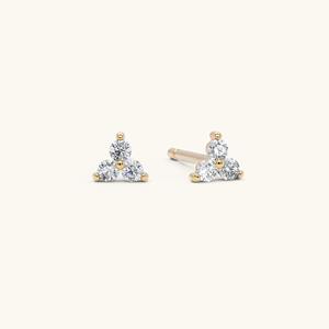 Pendientes de Diamantes Cultivados en Laboratorio de Oro de 14K, Diseño Minimalista de Tres Grupos, Joyería Elegante, Regalo para Mujer - Product Image 3