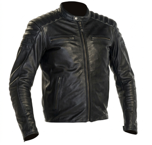 แจ็คเก็ตหนังแท้สีดำสไตล์วินเทจสำหรับผู้หญิง แบบคาเฟ่เรเซอร์ กันลมสำหรับฤดูหนาว บุผ้าควิลท์ที่ไหล่ หนังแกะและหนังวัวคุณภาพพรีเมียม - Product Image 1