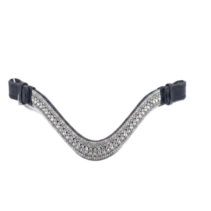 Fronture de cheval en cuir véritable de luxe noir et or, incrustée de cristaux et strass, pour bride anglaise - Commande en gros - Product Image 6