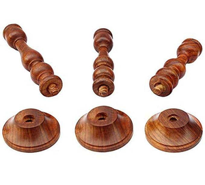 Portavelas de Madera Tallado a Mano, Ecológico, Estilo Clásico Vintage, Personalizable, Juego de 3 Portavelas de Madera para Interiores y Exteriores - Product Image 3