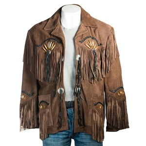 เสื้อแจ็คเก็ตหนังแท้ผู้หญิง สีน้ำตาลคาเมล สไตล์วินเทจ สตรีทแฟชั่น เสื้อแจ็คเก็ตหนังกลับผู้หญิง แต่งพู่ ขายส่ง เสื้อแจ็คเก็ตผู้หญิง - Product Image 6