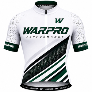 Maillot de Ciclismo WARPRO para Hombre, Manga Corta, Blanco y Verde, Transpirable, de Poliéster con Estampado por Sublimación, Talla M para Adulto - Product Image 1
