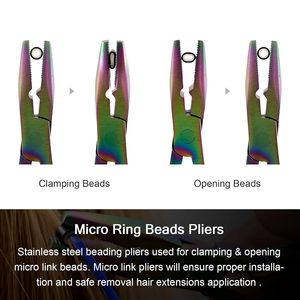 Professional Hair Extension <b>Pliers</b> <b>Set</b> Stainless Steel Rainbow Finish for Installation and Removal Tools Commercial Use - Product Image 5