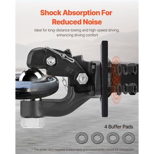 Gancio di traino combinato con gancio a perno e gancio di ricezione, capacità di traino 30000 libbre, sfera di traino da 2-5/16 pollici, compatibile con attacchi da 2.5 e 3 pollici per rimorchi - Product Image 6