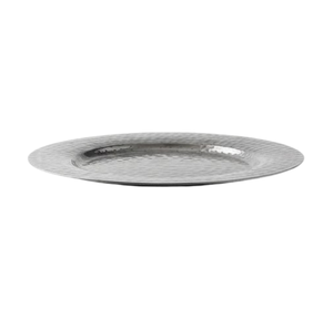 Assiette de service alimentaire ronde martelée argentée, assiette de présentation métallique sûre pour mariages, fêtes et traiteurs - Product Image 4