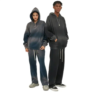 Factory Wholesale Men's Custom Sport <b>Tech</b> Fleece Slim Fit Tracksuit Acid <b>Washed</b> with Logo Feature Oversized Flare Design - Product Image 1