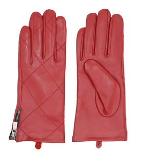 Leather <b>Gloves</b> Wrist Length Quilted Design Unlined Thermal Warmth Daily Use Winter Style Plain Color Options - Product Image 3