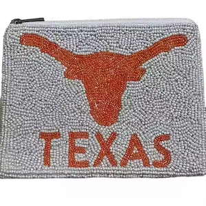 Porte-monnaie brodé de perles Longhorns, pochette personnalisée faite à la main, sac fourre-tout promotionnel en perles de rocaille fait main par MULTI CRAFT - Product Image 3