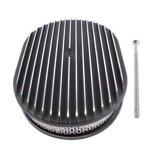 Filtro Aria Ovale Nero da 12 Pollici in Alluminio con Elemento Completamente Alettato, Adatto per Carburatori a 4 Corpi SBC Classic Chevy, Ford, Mopar e Carburatori da 5 1/8 Pollici - Product Image 3