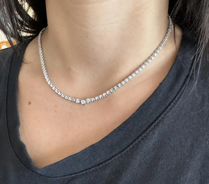 Women's Rhodium Plated Diamond <b>Choker</b> Necklace Round Brilliant Cut Prong Setting Classic Bead Chain Wedding Jewelry - Product Image 4