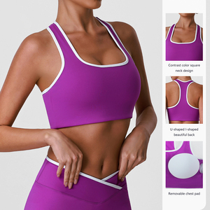 New Design Summer Female Sports Bra with Removable Pads Custom V-neck Lightweight Seamless Fitness Gym Workout Women's Yoga Tops - Product Image 1