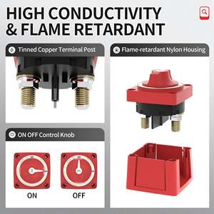 Mini interrupteur de batterie à 2 positions, 300A, à circuit unique, avec bouton étanche, pour systèmes 12-48V DC, camion, tracteur, camping-car, yacht, solaire - Product Image 6