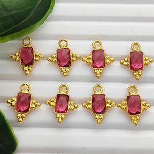 Dendrite <b>Opal</b> 5x3mm Rectangle Bezel Charms Handmade Fancy Bezel Pendant Gold Plated Birthstone Jewelry <b>Earring</b> Making Supplies - Product Image 4