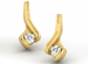Pendientes de Oro de 14k Personalizados con Diamante Solitario VVS1 Cultivado en Laboratorio, Joyería Moderna al por Mayor, Diseño de Onda Retorcida, Novedad - Product Image 6