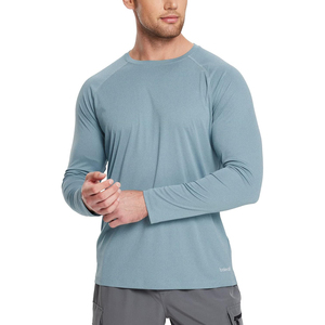 Haut de sport unisexe à manches longues gris clair, séchage rapide, respirant, en polyester écologique, pour adulte, protection UPF50+ - Product Image 3