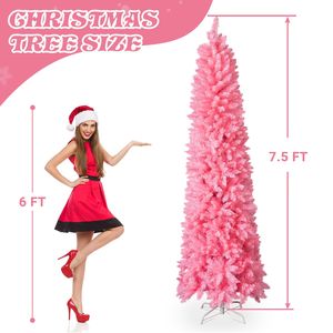 Albero di Natale Artificiale a Cerniera da 2,3 m (7,5 FT) Non Illuminato, in Materiale PET/PVC/PE, con 1075 Punte di Rami a Forma di Matita - Product Image 6