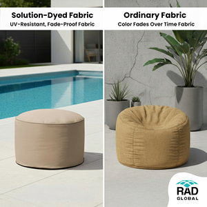 Housses de pouf rondes de qualité supérieure pour l'extérieur - Parfaites pour les balcons, les patios et les terrasses de piscine - Product Image 5
