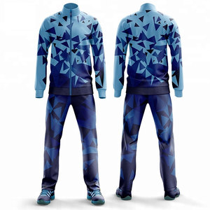 Ensemble de jogging sportif pour homme avec imprimé géométrique, fermeture éclair intégrale, en polyester, pour l'automne, avec poches latérales, design par sublimation - Product Image 1