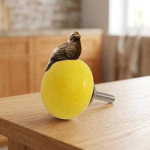 Resin Wood Metal <b>Bird</b> <b>Perched</b> Cabinet Knob Eco-Friendly Grey Gold Accent Modern Multi-Function Kitchen Living Room Handle - Product Image 4