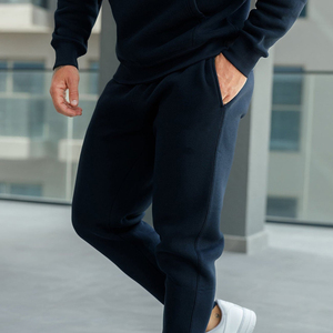 Winter Men's Hooded Fleece Sweatshirt & <b>Sweatpants</b> <b>Set</b> 350g Polyester/Cotton Breathable Streetwear Trousers for Men - Product Image 6
