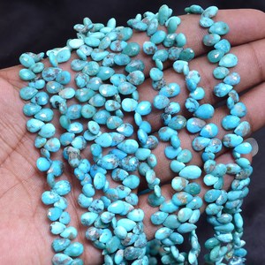 AAA+ Turquoise 7x5mm Pear Faceted Briolette Beads Natural Arizona Turquoise Semiprecious Gemstone Loose Beads For Jewelry Making - Product Image 4