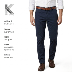 Pantalones Chinos Elásticos Azul Marino Personalizados para Hombre, Algodón y Spandex, 265GSM, Corte Slim Fit, Fabricante OEM ODM - Product Image 2