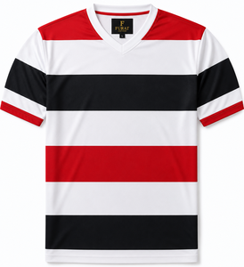 Camisetas de Golf Deportivas de Manga Corta para Hombre FURAT LEATHERS, Rayas Rojas y Negras, Secado Rápido, Transpirables, Tejido de Poliéster, Cuello en V, Corte Regular - Product Image 2