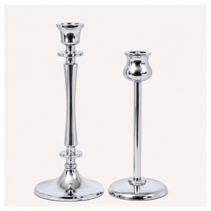 Luxury <b>Silver</b> Metal Taper Candle Holder Set Elegant Tall <b>Candlestick</b> Stand for Wedding Centerpieces Modern Minimalist Dining - Product Image 1