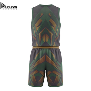 Conjunto de Uniforme de Baloncesto Sublimado Personalizado OEM de Alta Calidad, Uniforme Deportivo Técnico Verde Bosque con Detalles en Bronce y Carbón - Product Image 2