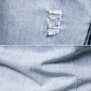 Camisa Ligera de Verano para Jóvenes, Estilo Informal, Marca de Moda, Chaqueta Vaquera de Color Sólido, 100% Algodón, Corte Regular para Hombre - Product Image 3