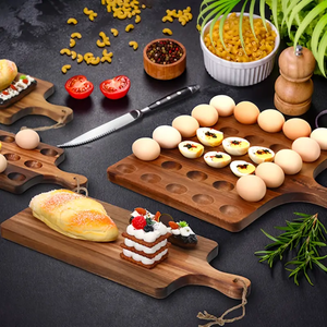 Bandeja de madera para huevos de la mejor calidad, bandeja redonda gruesa para servir charcutería - Product Image 4