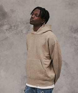 Sweat à capuche de luxe épais, coupe classique, imprimé numérique vintage, épaules tombantes, vente en gros, personnalisable OEM, pour homme - Product Image 4