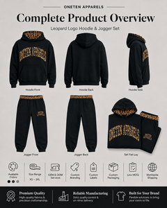 Ensemble sweat à capuche et jogging pour homme, noir, avec logo léopard, manches longues, coupe classique, streetwear, pour l'automne, délavé à l'acide, léger - Product Image 4