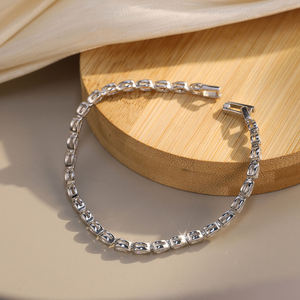 Moissanite Tennis Bracelet Silver Pear Cut Teardrop Sparkling Elegant <b>Gift</b> for Her Engagement Party Anniversary Bridal Trendy - Product Image 2