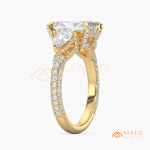 Moissanite Radiant Three <b>Stone</b> Ring for Women Gold Tone Engagement Anniversary Jewelry Elegant Daily Style - Product Image 6