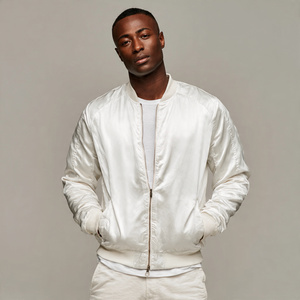 Chaqueta de satén con botones para mujer, 100% poliéster, estilo bomber, cuello redondo, chaqueta de satén con botones para mujer - Product Image 6