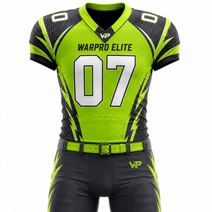 Uniforme de football américain pour hommes WARPRO Elite, maillot sublimé à col en V, manches courtes, ajusté, évacuant l'humidité, toutes saisons - Product Image 2