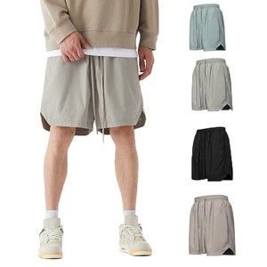 Men's Solid Color Drawstring Bermuda <b>Shorts</b> Quick Dry Casual Sport Wear Lightweight <b>Polyester</b> <b>Short</b> Pants for Summer Streetwear - Product Image 1