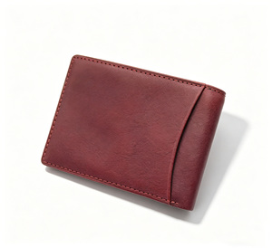 Hot Item Castello Men's Bi-fold Card <b>Wallet</b> Brown Slim Minimalist Embossed Logo Genuine Leather RFID Short Length Polyester - Product Image 3