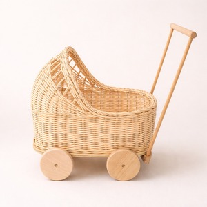 Jouets de jeu de rôle en gros : poussette en rotin tressé pour poupées, à bas prix, pour enfants - Product Image 1