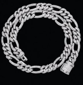 <b>Silver</b> Tone 18K Gold Plated Figaro Cuban Chain Necklace Iced Out Natural Zircon Link <b>Choker</b> for Party Unisex Brass Jewelry - Product Image 2