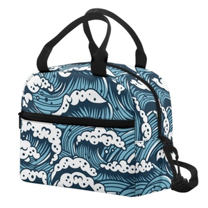 Sac de pique-nique pour enfants à motif de vagues bleues, impression à la demande, dropshipping, sac à lunch polyvalent, sac isotherme compact pour enfants - Product Image 2