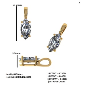 Collier pendentif en or 18 carats avec diamant de laboratoire taille ovale et chaîne en or marquise, bijoux pour mariage et fête - Product Image 5